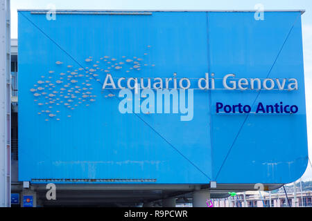 Gênes, Italie : Juin 2015 : Acquario di Genova (en anglais : Aquarium de Gênes ) entrée principale Banque D'Images