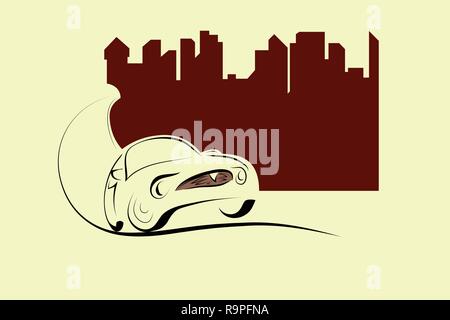 Voiture de sport Vintage police ville EPS vectoriel Illustration de Vecteur