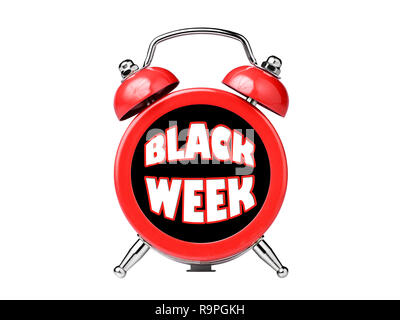 Semaine Noire rappel d'alarme horloge isolated on white Banque D'Images