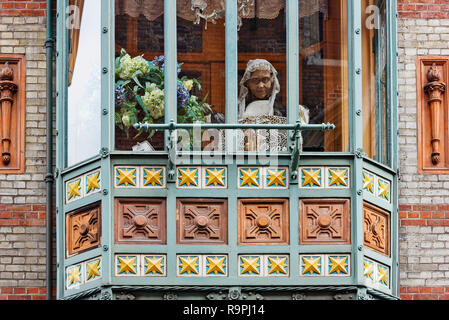 La boutique de style rococo, dentellières pendant plusieurs générations (depuis 1833).à Bruges, Belgique Banque D'Images