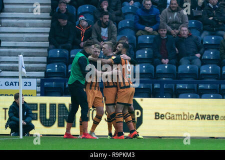 Hull City's Jackson Irvine célèbre marquant le premier but 26 décembre 2018, Deepdale, Preston, England ; Sky Bet Championship, Preston North End vs Hull City ; Credit : Terry Donnelly/News Images images Ligue de football anglais sont soumis à licence DataCo Banque D'Images