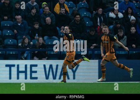 Hull City's Jackson Irvine célèbre marquant le premier but 26 décembre 2018, Deepdale, Preston, England ; Sky Bet Championship, Preston North End vs Hull City ; Credit : Terry Donnelly/News Images images Ligue de football anglais sont soumis à licence DataCo Banque D'Images