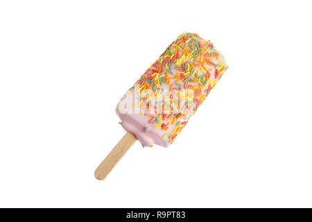 L'une des glaces lolly couverte de Nutrifer isoclated sur fond blanc. Banque D'Images
