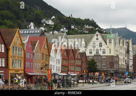 Maisons anciennes de Bryggen, Bergen, Norvège Banque D'Images