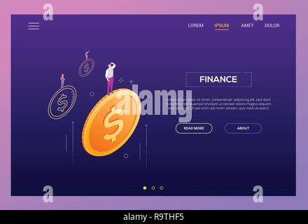 Finances - concept isométrique en-tête site web vecteur moderne Illustration de Vecteur