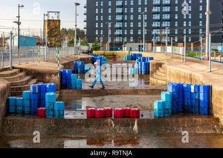 CARDIFF, Royaume-Uni. Le 04 décembre 2018. Une norme olympique/Rafting Kayak Centre, Cardiff International White Water. Situé à l'Inter Cardiff Banque D'Images