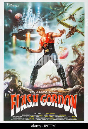 Flash Gordon (1980), Titanus Poster Italien Sam J. Jones référence #  33635 Fichier 895THA Banque D'Images