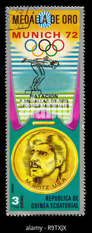 Timbre-poste à partir de la Guinée équatoriale dans les médaillés des Jeux Olympiques d'été 1972, série Munich Banque D'Images