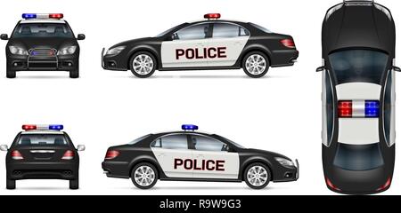Patrouille de police sur une route avec une voiture de police. Véhicule ...