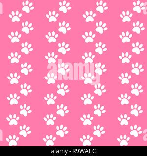 Fond rose pour l'emballage de la conception. Des traces de cat textile pattern. Seamless Vector paw print pattern transparente. Illustration de Vecteur