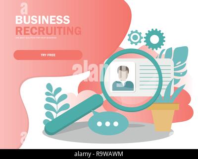 Recrutement en ligne concept illustration vectorielle, homme d'affaires l'analyse de curriculum vitae Illustration de Vecteur