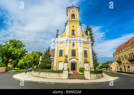 Vue panoramique à Varazdin vieille église en centre-ville, la Croatie. Banque D'Images