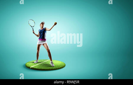 Grand joueur de tennis. Technique mixte Banque D'Images