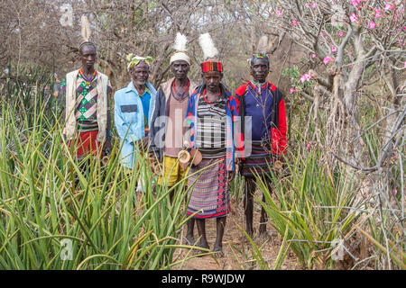 Tribu Hamar dans Lojira portrait Village de vallée de l'Omo, Ethiopie Banque D'Images
