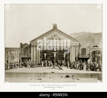 Scène de la Crucifixion, Passion, Oberammergau, Allemagne, Allemand, 1893 Photographie Ancienne Banque D'Images