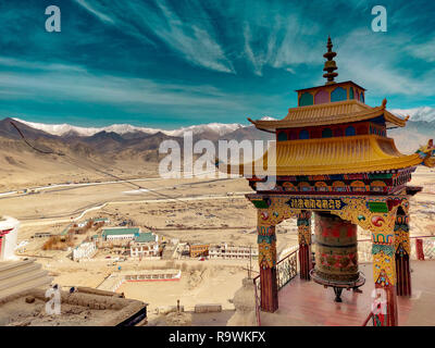 Vue aérienne de Leh depuis le monastère de Spitek, Inde Banque D'Images