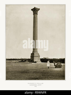 Égypte Antique Photographie : la colonne de Pompée, Alexandria, Egypte, 1893 Banque D'Images