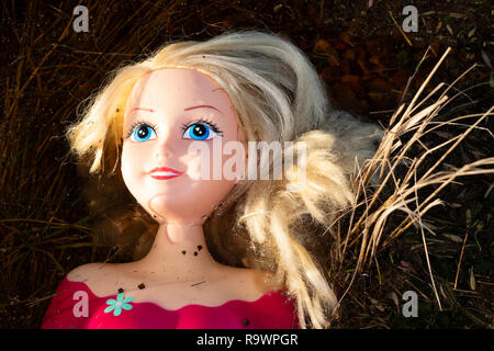 Toy doll dans les fossés Banque D'Images