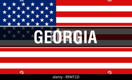 Georgia State sur un drapeau USA, rendu 3D arrière-plan. États-unis d'Amérique drapeaux dans le vent. Fier de brandir le drapeau américain, US Georgia State c Banque D'Images