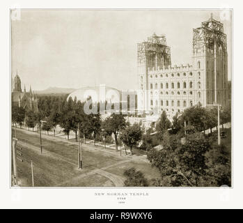 Nouveau Temple Mormon, Salt Lake City, Utah, United States, 1893, photographie de l'Amérique Antique Banque D'Images