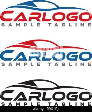 Company Logo vector modèle avec des voitures de silhouette et l'exemple de texte sur une couche séparée. Les versions couleur et monochrome noir. Illustration de Vecteur