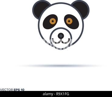 Ours panda géant mignon visage contours vector icon avec la couleur de remplissage. Animal drôle illustration. Illustration de Vecteur