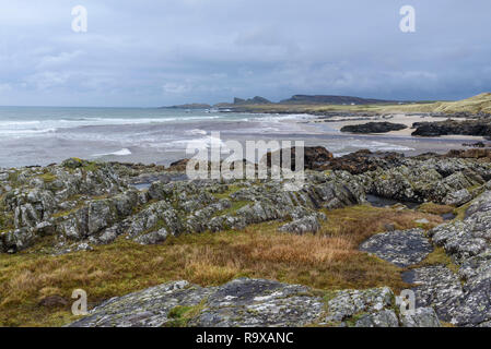 Côte rocheuse de la baie de Saligo, Rhinns d'Islay, Hébrides intérieures, ARGYLL & BUTE, Ecosse Banque D'Images