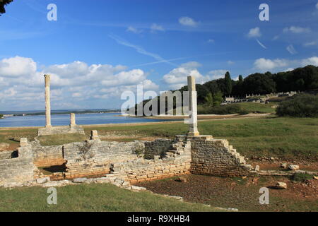 Villa romaine reste dans le Parc National de Brijuni, Croatie Banque D'Images