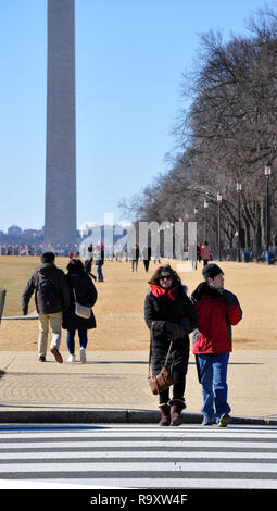 Mère et fils autiste se rendant sur le National Mall à Washington DC Banque D'Images