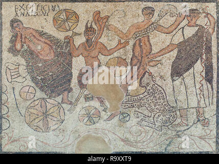 Merida, Espagne - Décembre 20th, 2017 : scène bachiques. Racontant la rencontre entre Bacchus et Ariane dans l'île de Naxos. MNAR, Espagne Banque D'Images