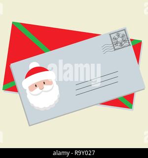 Lettre au Père Noël tête sur elle et l'enveloppe Illustration de Vecteur
