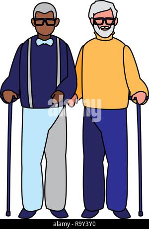 Avatar couple de vieux hommes sur fond blanc, vector illustration Illustration de Vecteur