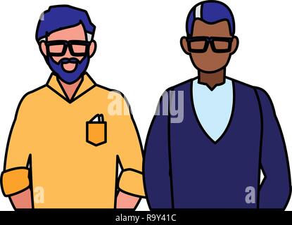 Avatar couple de vieux hommes sur fond blanc, vector illustration Illustration de Vecteur