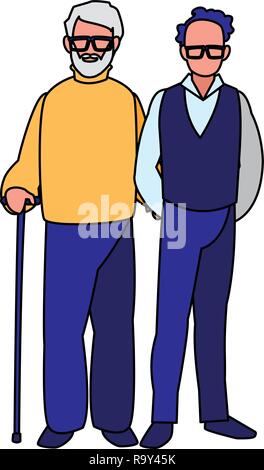 Avatar couple de vieux hommes sur fond blanc, vector illustration Illustration de Vecteur