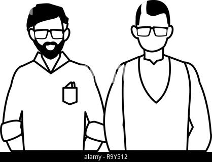 Avatar couple de vieux hommes sur fond blanc, vector illustration Illustration de Vecteur