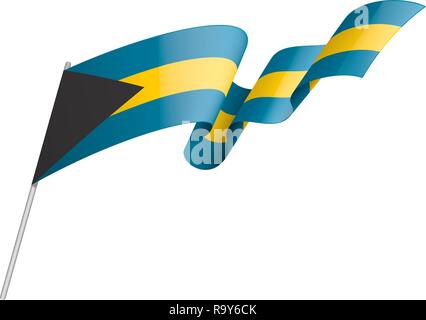 Bahamas drapeau, vector illustration sur fond blanc Illustration de Vecteur