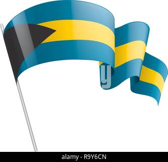 Bahamas drapeau, vector illustration sur fond blanc Illustration de Vecteur