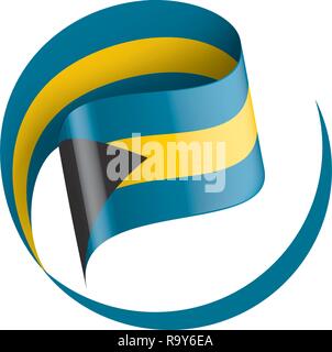 Bahamas drapeau, vector illustration sur fond blanc Illustration de Vecteur