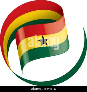 Drapeau du Ghana, vector illustration sur fond blanc Illustration de Vecteur