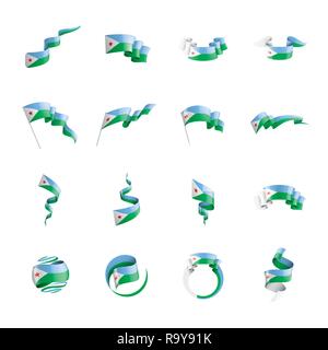 Djibouti drapeau, vector illustration sur fond blanc Illustration de Vecteur