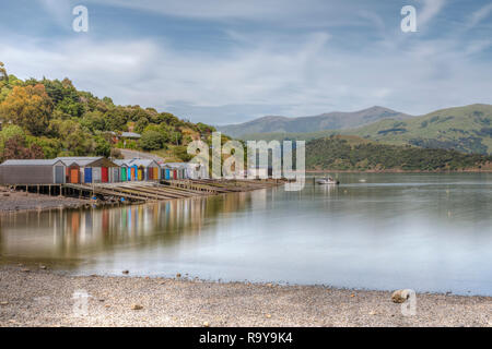 Akaroa, banque, Christchurch, Nouvelle-Zélande, île du Sud Banque D'Images