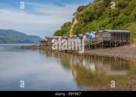 Akaroa, banque, Christchurch, Nouvelle-Zélande, île du Sud Banque D'Images