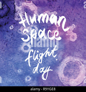 Carte de vœux de la journée en matière de vol spatial. abstract background Banque D'Images