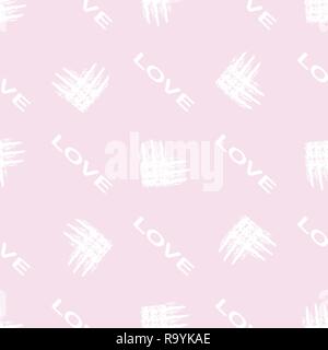 Modèle sans couture de différents types de cœurs et texte avec le mot amour eps 10 Illustration de Vecteur