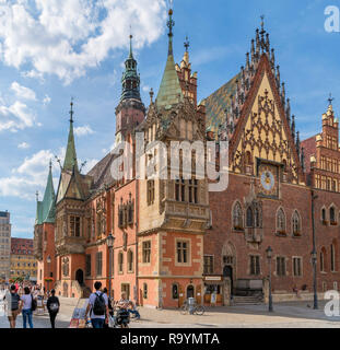 L'Ancien hôtel de ville (Ratusz), la place du marché (Rynek we Wrocławiu), Wroclaw, Silésie, Pologne Banque D'Images