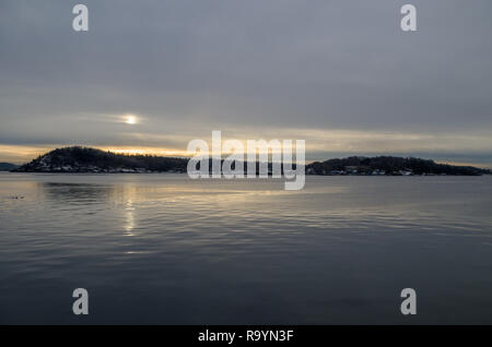 Hovedøya en île fjord en hiver par temps froid. Banque D'Images