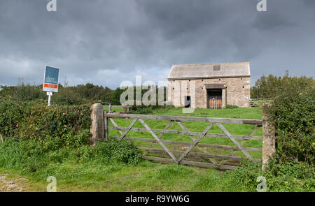 Grange avec permis d'urbanisme et terrains à vendre dans la région de Lancashire, Royaume-Uni. Banque D'Images