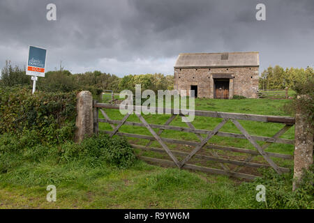 Grange avec permis d'urbanisme et terrains à vendre dans la région de Lancashire, Royaume-Uni. Banque D'Images