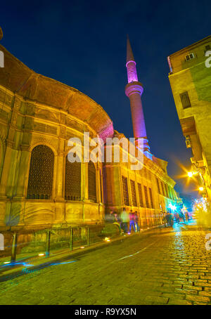 Le Caire, Egypte - 20 décembre 2017 : soirée médiévale fantastique vue sur Mosque-Sabil de Sulayman Agha al-Silahdar complexe dans belle nuit illuminati Banque D'Images