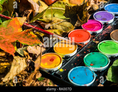 Décoration d'automne enfants aquarelles Banque D'Images